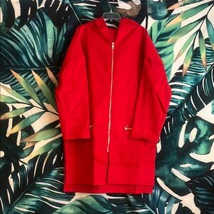 Hooded Bright Red Cozy Oversized Jacket